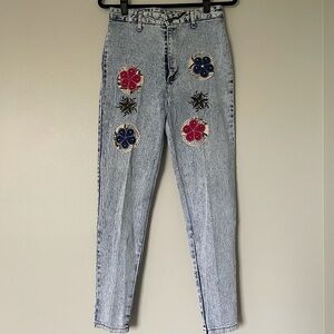 Vintage Watch LA High Waisted Straight Leg Acid Wash Jeans